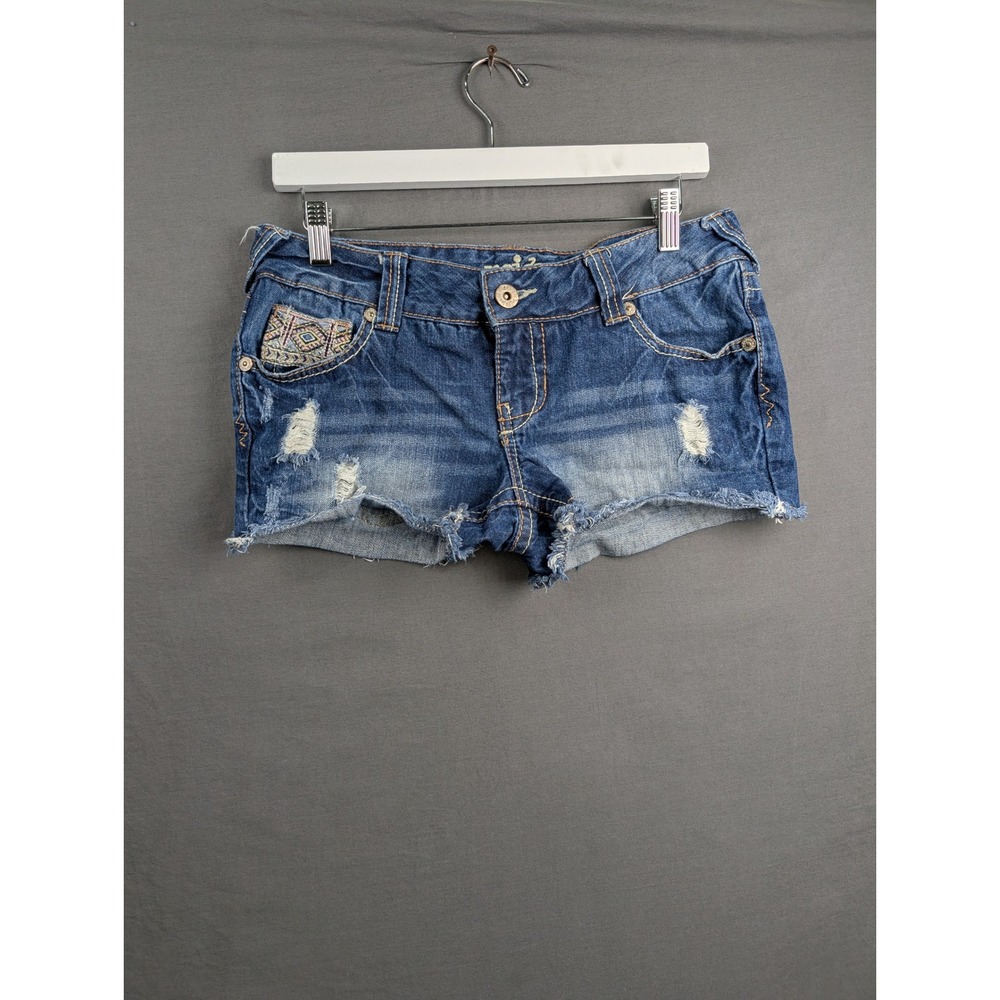 Reign Womens Distressed Denim Cut‎ Off Jean Shorts Blue Size 7